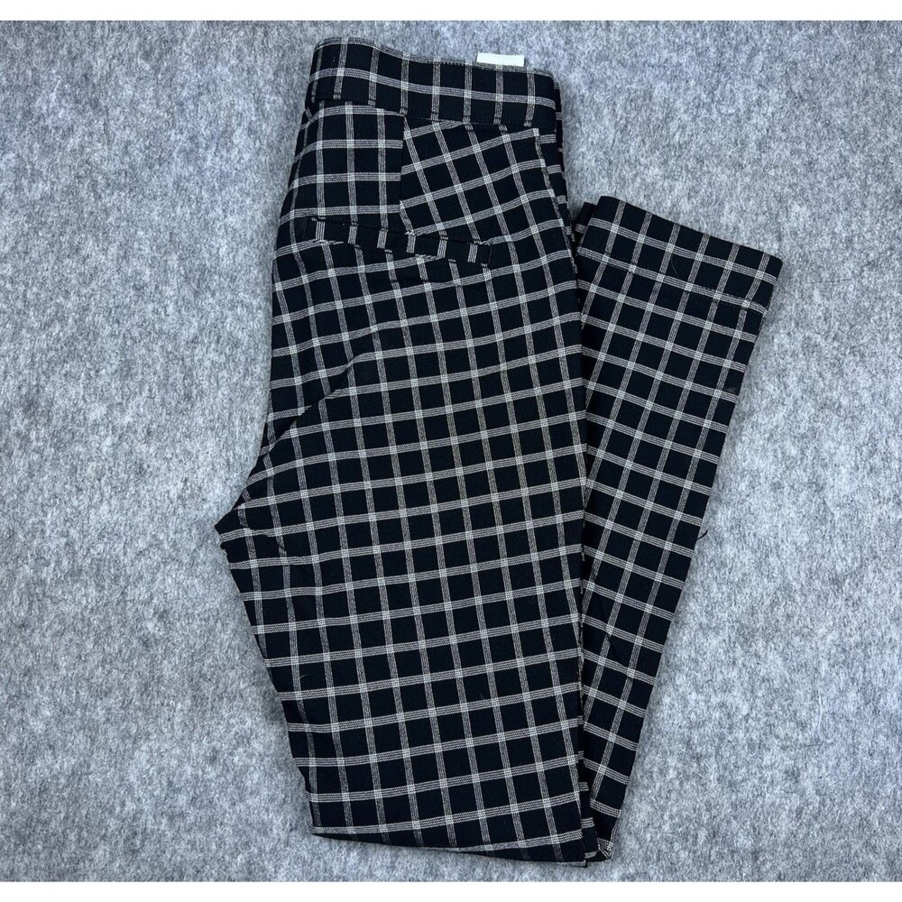 Hollister Women's High Rise Plaid Pants Black White Chino Slacks Size Medium